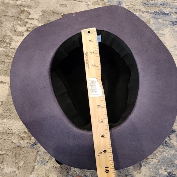 NWT Orchid Row Wool wide brim hat. Black Grey. Velvet sash. - Picture 5 of 12